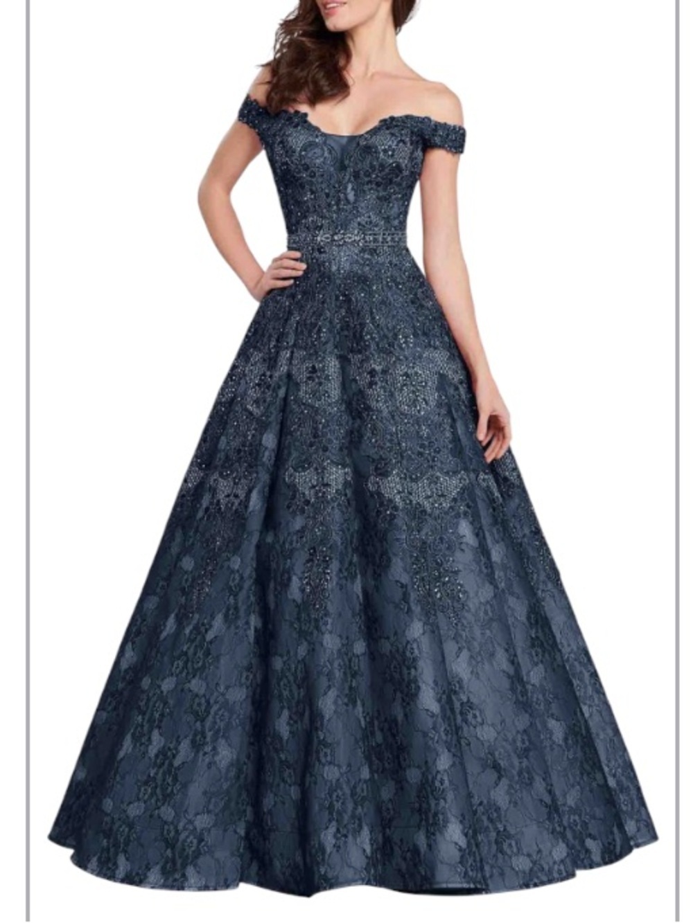 Ellie Wilde by Mon Cheri Navy Gown NWT